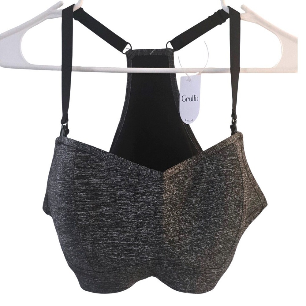 Gratlin Womens Sports Nursing Bra Charcoal Heather Gray Racerback Size L NEW